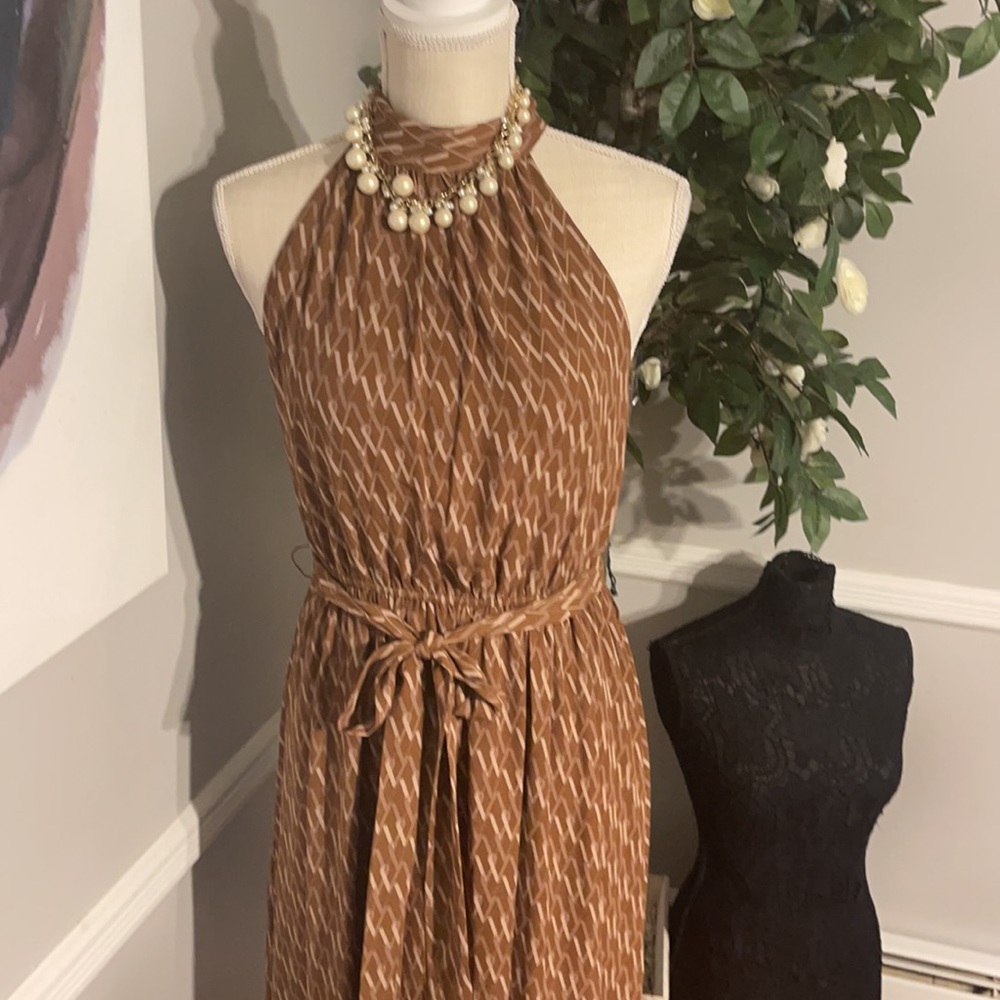 Worthington 🤎🤎🤎Sleeveless Geometric Midi A-Line Dress - Picture 2 of 7